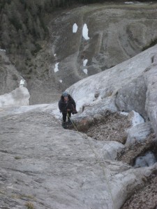 Sally near the top of amone slab